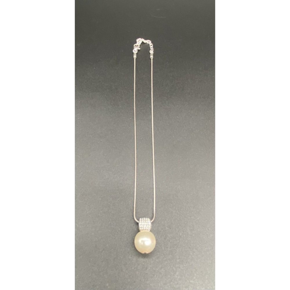 Brighton Meridian Necklace Simulated Pearl Pendant Crystals Dainty 18"